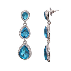 BLUE DANGLING EARRING BRILLIANT COLOR 2.5' INCH (#247)