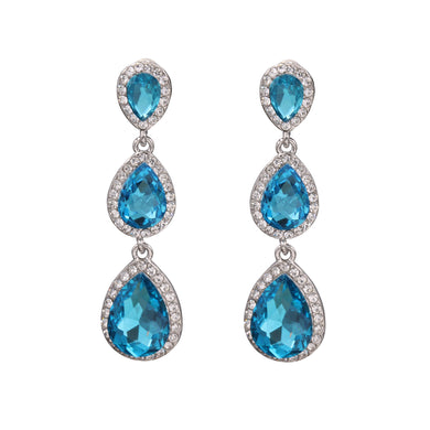 BLUE DANGLING EARRING BRILLIANT COLOR 2.5' INCH (#247)