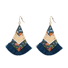 Load image into Gallery viewer, CHANDELIER DANGLING EARRING BLUE TEXTURE 3&#39; INCH (248)