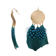 Load image into Gallery viewer, Uniqe Feather Earrings Briliiant Green Peacock  3&#39; Inch (#250)