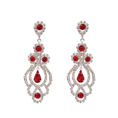 RED DANGLING EARRING BRILLIANT RED THEME 2.50' INCH (#251)