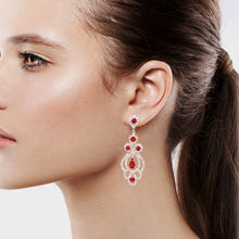 Load image into Gallery viewer, RED DANGLING EARRING BRILLIANT RED THEME 2.50&#39; INCH (#251)