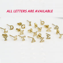 Load image into Gallery viewer, Alphabet cute stud Real 14k Yellow Gold MINI SIZE Letter &quot;H&quot; Earring