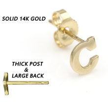 Load image into Gallery viewer, Alphabet cute stud Real 14k Yellow Gold MINI SIZE Letter &quot;C&quot; Earring