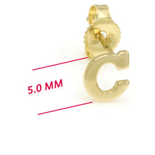 Load image into Gallery viewer, Alphabet cute stud Real 14k Yellow Gold MINI SIZE Letter &quot;C&quot; Earring