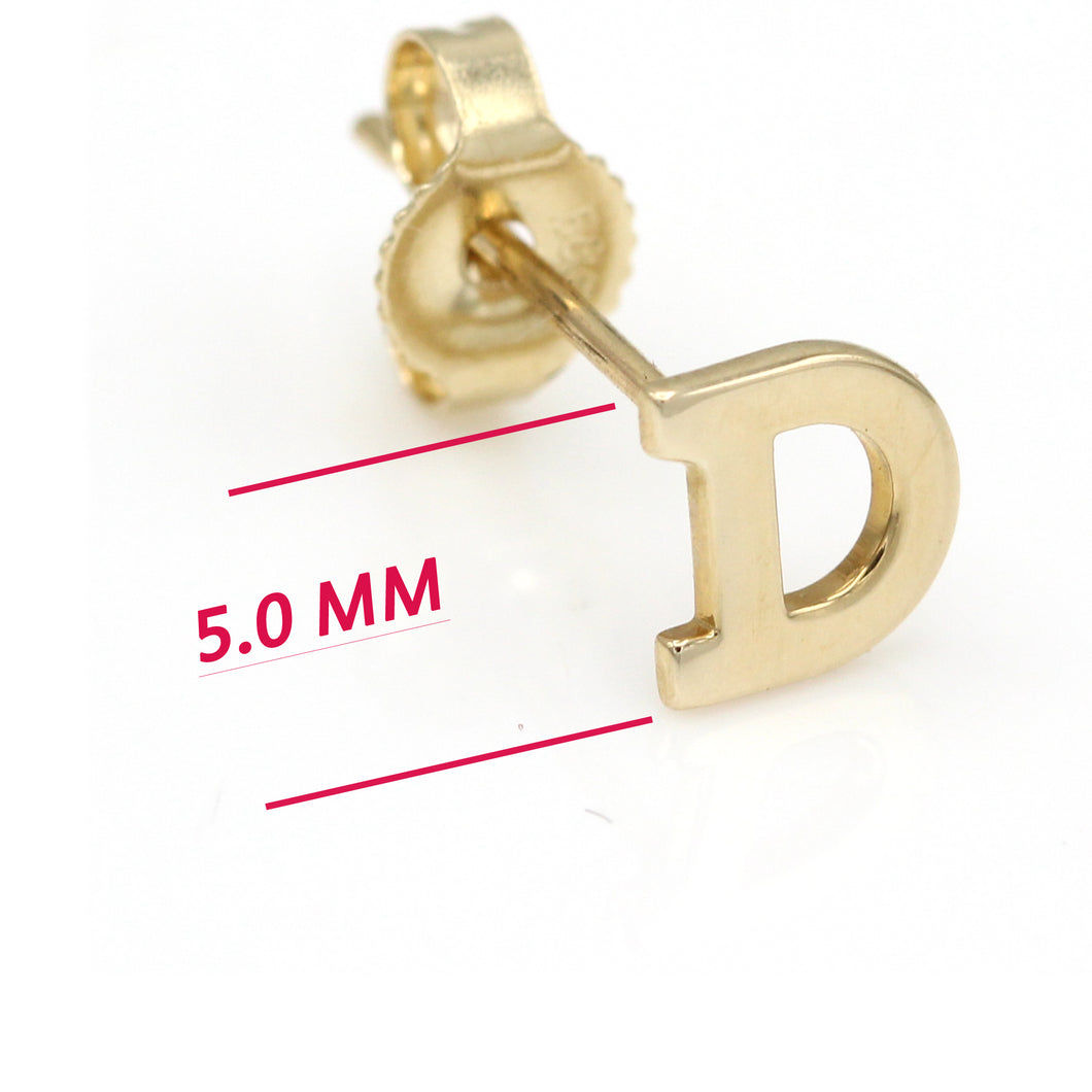 Alphabet cute stud Real 14k Yellow Gold MINI SIZE Letter 