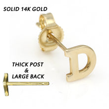 Load image into Gallery viewer, Alphabet cute stud Real 14k Yellow Gold MINI SIZE Letter &quot;D&quot; Earring