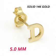 Load image into Gallery viewer, Alphabet cute stud Real 14k Yellow Gold MINI SIZE Letter &quot;D&quot; Earring