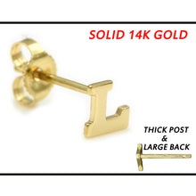 Load image into Gallery viewer, Alphabet cute stud Real 14k Yellow Gold MINI SIZE Letter &quot;L&quot; Earring