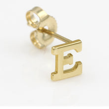 Load image into Gallery viewer, Alphabet cute stud Real 14k Yellow Gold MINI SIZE Letter &quot;E&quot; Earring