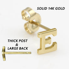 Load image into Gallery viewer, Alphabet cute stud Real 14k Yellow Gold MINI SIZE Letter &quot;E&quot; Earring