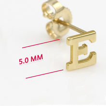 Load image into Gallery viewer, Alphabet cute stud Real 14k Yellow Gold MINI SIZE Letter &quot;E&quot; Earring