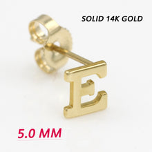 Load image into Gallery viewer, Alphabet cute stud Real 14k Yellow Gold MINI SIZE Letter &quot;E&quot; Earring