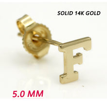 Load image into Gallery viewer, Alphabet cute stud Real 14k Yellow Gold MINI SIZE Letter &quot;F&quot; Earring