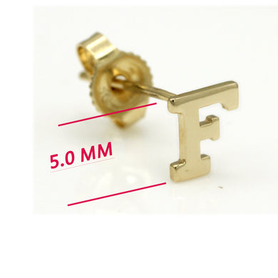 Alphabet cute stud Real 14k Yellow Gold MINI SIZE Letter 