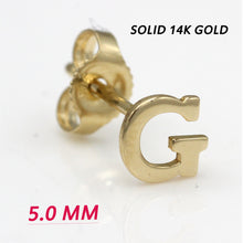 Load image into Gallery viewer, Alphabet cute stud Real 14k Yellow Gold MINI SIZE Letter &quot;G&quot; Earring