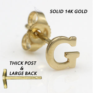 Alphabet cute stud Real 14k Yellow Gold MINI SIZE Letter "G" Earring