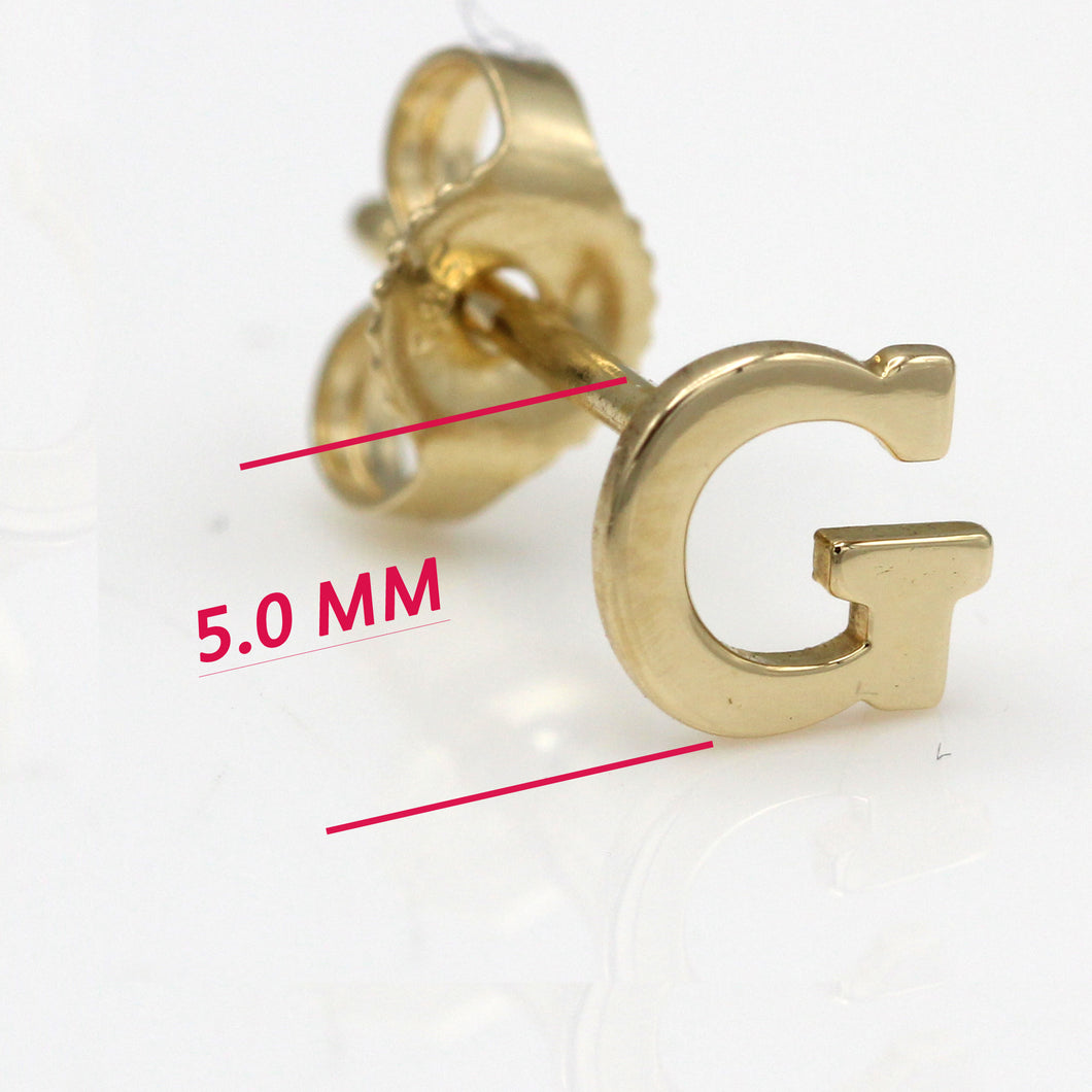 Alphabet cute stud Real 14k Yellow Gold MINI SIZE Letter 