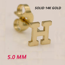 Load image into Gallery viewer, Alphabet cute stud Real 14k Yellow Gold MINI SIZE Letter &quot;H&quot; Earring