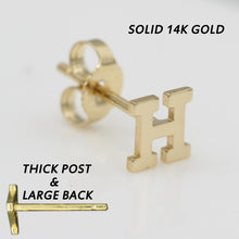 Load image into Gallery viewer, Alphabet cute stud Real 14k Yellow Gold MINI SIZE Letter &quot;H&quot; Earring