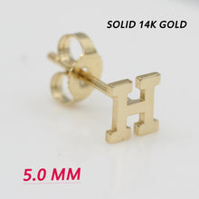 Load image into Gallery viewer, Alphabet cute stud Real 14k Yellow Gold MINI SIZE Letter &quot;H&quot; Earring