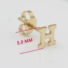 Load image into Gallery viewer, Alphabet cute stud Real 14k Yellow Gold MINI SIZE Letter &quot;H&quot; Earring