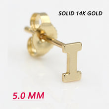 Load image into Gallery viewer, Copy of Alphabet cute stud Real 14k Yellow Gold MINI SIZE Letter &quot;I&quot; Earring