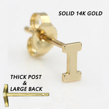 Load image into Gallery viewer, Copy of Alphabet cute stud Real 14k Yellow Gold MINI SIZE Letter &quot;I&quot; Earring