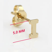 Load image into Gallery viewer, Copy of Alphabet cute stud Real 14k Yellow Gold MINI SIZE Letter &quot;I&quot; Earring