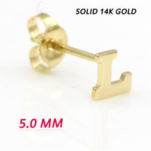 Load image into Gallery viewer, Alphabet cute stud Real 14k Yellow Gold MINI SIZE Letter &quot;L&quot; Earring