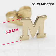 Load image into Gallery viewer, Alphabet cute stud Real 14k Yellow Gold MINI SIZE Letter &quot;M&quot; Earring