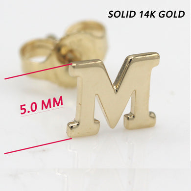 Alphabet cute stud Real 14k Yellow Gold MINI SIZE Letter 