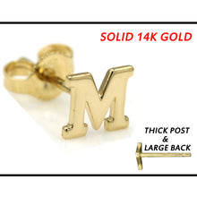 Load image into Gallery viewer, Alphabet cute stud Real 14k Yellow Gold MINI SIZE Letter &quot;M&quot; Earring