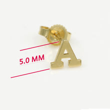 Load image into Gallery viewer, Alphabet cute stud Real 14k Yellow Gold MINI SIZE Letter &quot;A&quot; Earring