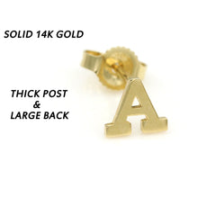 Load image into Gallery viewer, Alphabet cute stud Real 14k Yellow Gold MINI SIZE Letter &quot;A&quot; Earring