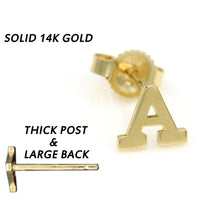 Load image into Gallery viewer, Alphabet cute stud Real 14k Yellow Gold MINI SIZE Letter &quot;A&quot; Earring