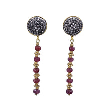 Load image into Gallery viewer, DANGLING RED EARRINGS VINTAGE STYLE - REAL RUBY GEMSTONES (#8)