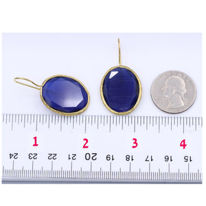 Dark Blue Candy Style dangling drop Glass Earrings (#11)