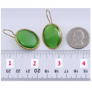 Green Candy Style dangling drop glass Earrings (#12)