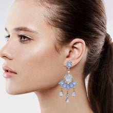 Load image into Gallery viewer, Dangling Blue Chandelier Earrings 2.5 inch (#13)