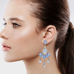 Dangling Blue Chandelier Earrings 2.5 inch (#13)