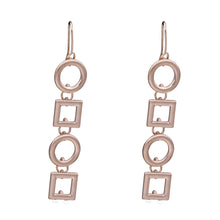 Load image into Gallery viewer, Dangling Circles &amp; squares 2.5 inch Gold Tone Earrings (#16)