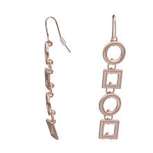 Load image into Gallery viewer, Dangling Circles &amp; squares 2.5 inch Gold Tone Earrings (#16)