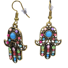 Load image into Gallery viewer, Evil Eye Colorful Earrings Dangling Trendy Fashion Hamsa