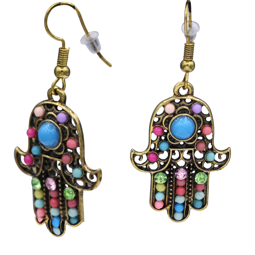 Evil Eye Colorful Earrings Dangling Trendy Fashion Hamsa