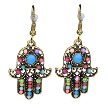 Load image into Gallery viewer, Evil Eye Colorful Earrings Dangling Trendy Fashion Hamsa