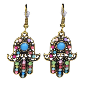 Evil Eye Colorful Earrings Dangling Trendy Fashion Hamsa