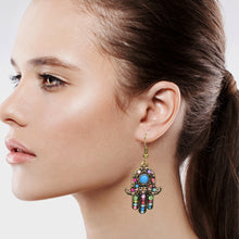 Load image into Gallery viewer, Evil Eye Colorful Earrings Dangling Trendy Fashion Hamsa