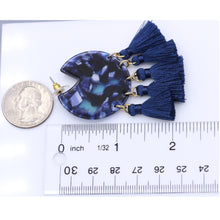 Load image into Gallery viewer, BLUE TASSEL RESIN &amp; THREAD EARRINGS CUTE DANGLING STYLE  (#103)