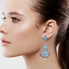 Load image into Gallery viewer, DANGLING EARRINGS CHANDELIER EARRING BRILLIANT TURQUOISE COLOR 3&#39; INCH (#107)